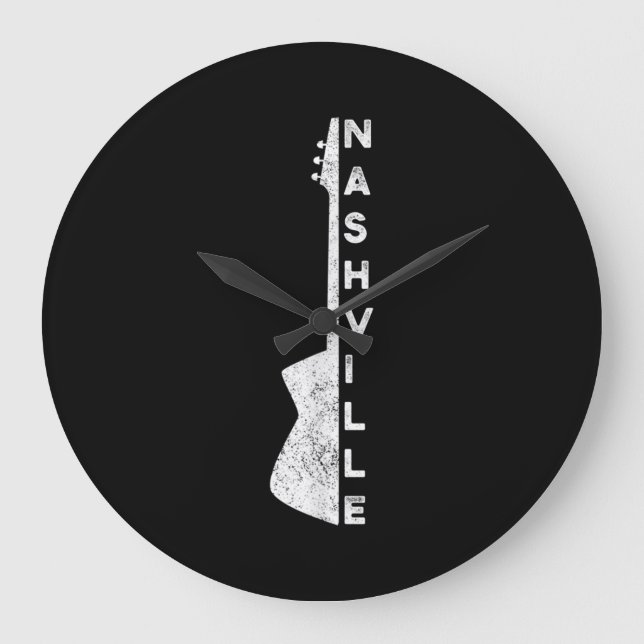 Nashville Guitar Country Music Lovers Geschenke Große Wanduhr (Vorderseite)