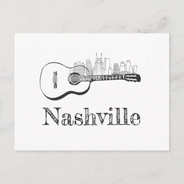 Nashville Guitar Skyline Postkarte (Vorderseite)
