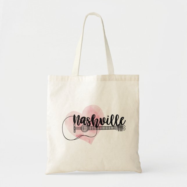 Nashville Guitar Wasserfarben Herzdesign Tragetasche (Vorne)