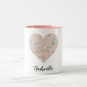 Nashville-Herz-Karte Zweifarbige Tasse