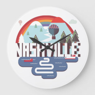 Nashville in Design Große Wanduhr