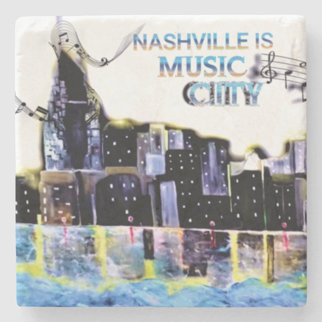Nashville ist Music City Marble Untersetzer (Vorderseite)