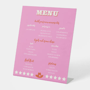Nashville Junggeselinnen-Abschied Pink Menu Sockelschild