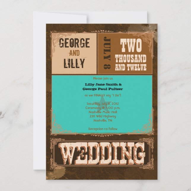 Nashville laden ein:  Türkis Einladung (Vorderseite)