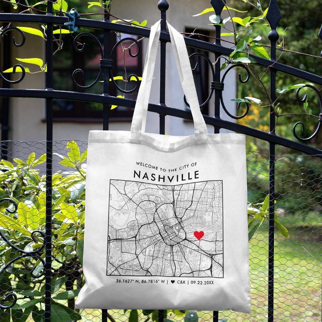 Nashville Liebe Locator | City Map Wedding Welcome Tragetasche (Von Creator hochgeladen)