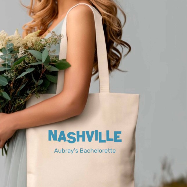 Nashville Modern Minimalistisch Blue Bachelorette Tragetasche (Von Creator hochgeladen)