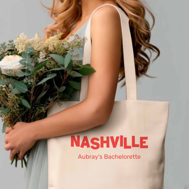 Nashville Modern Minimalistisch Red Bachelorette Tragetasche (Von Creator hochgeladen)