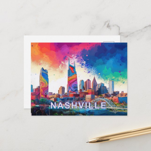 Nashville Music City Postcard Postkarte (Vorderseite/Rückseite Beispiel)