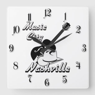 Nashville. Music city Quadratische Wanduhr