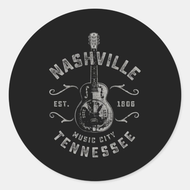 Nashville Music City Usa Runder Aufkleber (Vorderseite)