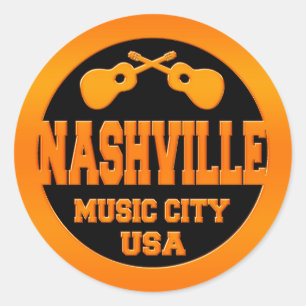 Nashville Music City USA Runder Aufkleber