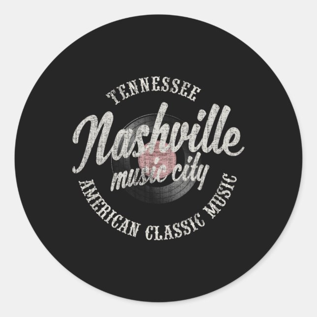 Nashville Music City Vinyl Runder Aufkleber (Vorderseite)