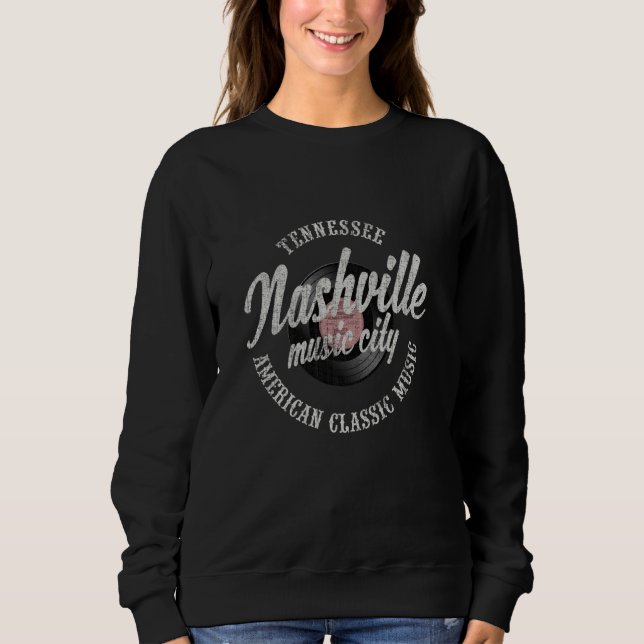 Nashville Music City Vinyl Vintag Sweatshirt (Vorderseite)