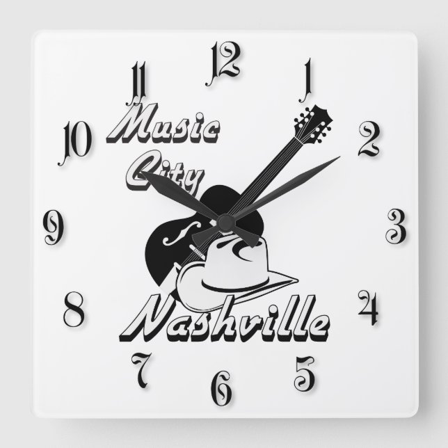 Nashville. Musikstadt Quadratische Wanduhr (Vorderseite)