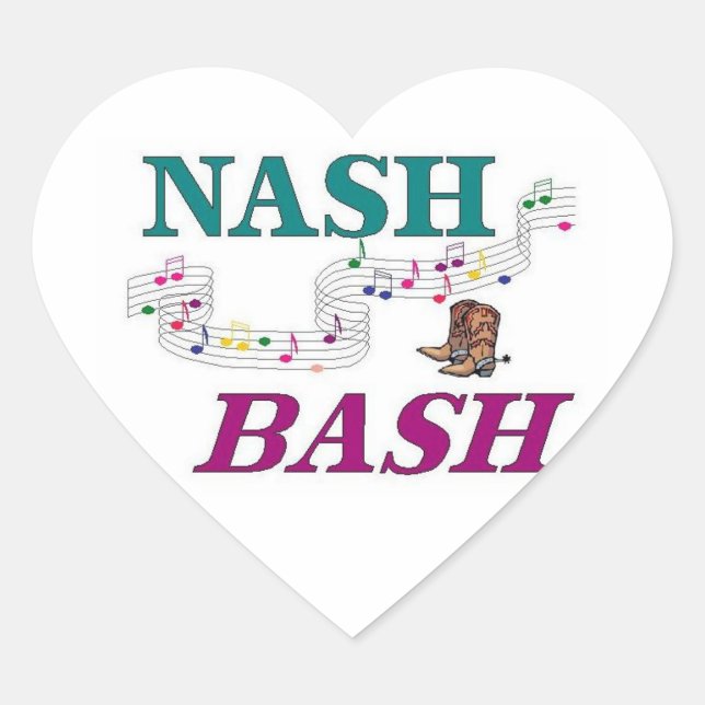 Nashville Nash Bash Music Herz-Aufkleber (Vorderseite)