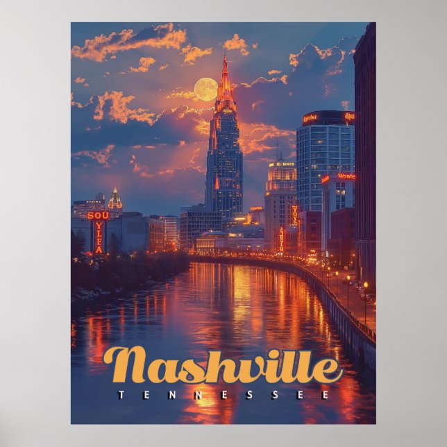 Nashville Nights: Skyline Reflections Poster (Vorne)