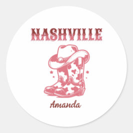 nashville pink cowgirl bachelorette party runder aufkleber