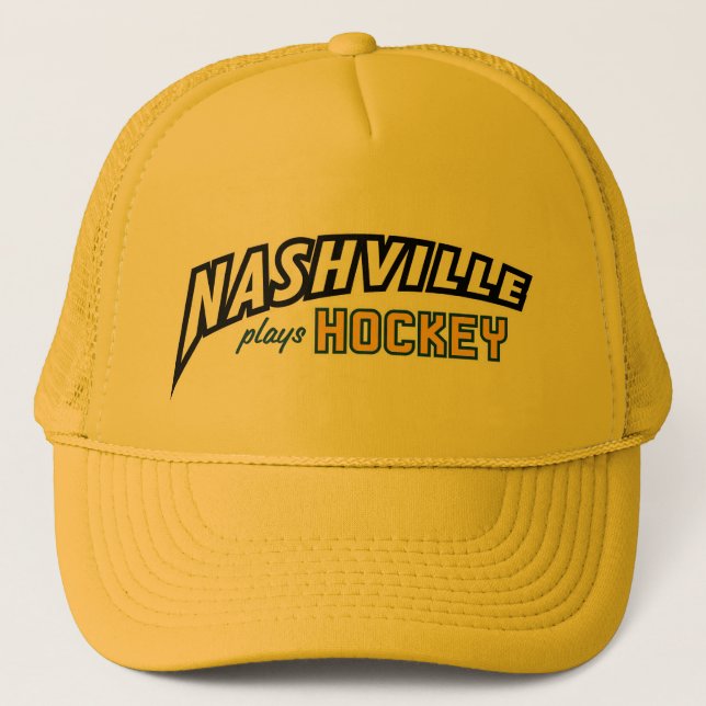 Nashville Plays Hockey Gold Trucker Hat Truckerkappe (Vorderseite)