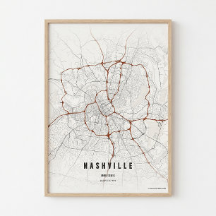 Nashville Poster Druck Tennessee Stadtplan Wandkun