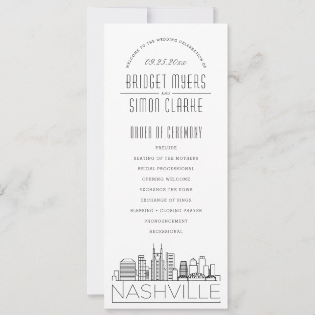 Nashville | Programme Moderne de Mariage Déco (Devant)