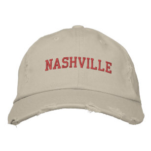 NASHVILLE Rote Stickerei Vintager Stil Bestickte Baseballkappe
