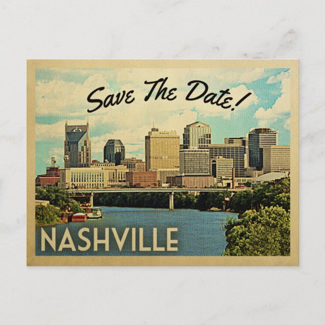 Nashville Save the Date Tennessee Ankündigungspostkarte (Vorderseite)
