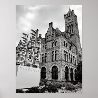 Nashville Schwarz-Weiß-Poster Poster