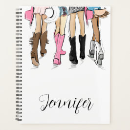 Nashville Script Fashion Illustration Cowboy Boots Planer