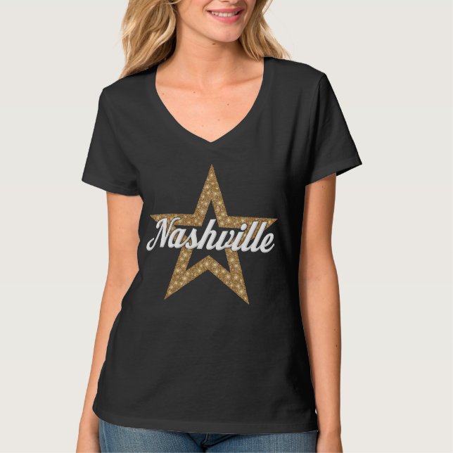 Nashville Script mit Star (White Type) T - Shirt (Vorderseite)