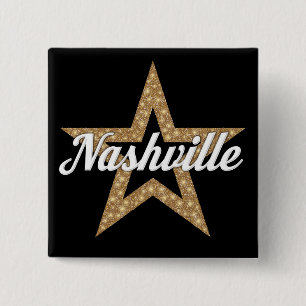 Nashville Script mit Star (White Type) Taste Button