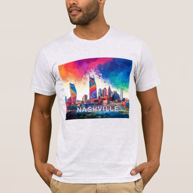 Nashville Skyline Graffiti Art T-Shirt (Vorderseite)