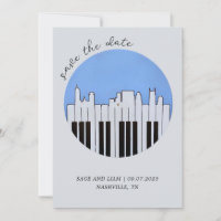 Nashville Skyline Piano Music Record Save the Date