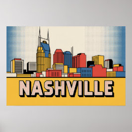 Nashville Skyline Poster – Kräftige Tennessee Pop 