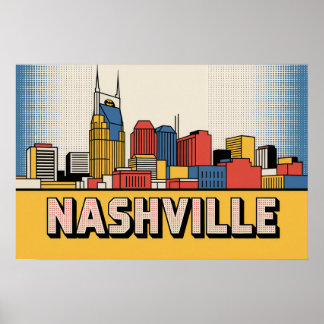 Nashville Skyline Poster – Kräftige Tennessee Pop 