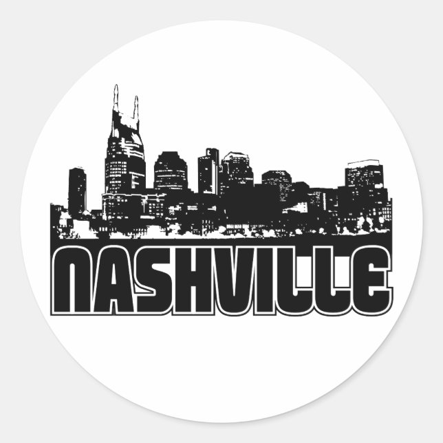 Nashville Skyline Runder Aufkleber (Vorderseite)