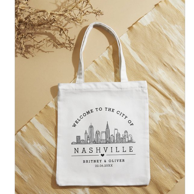 Nashville Skyline Tote Bag - Gewohnter Hochzeitvor Tragetasche (Von Creator hochgeladen)