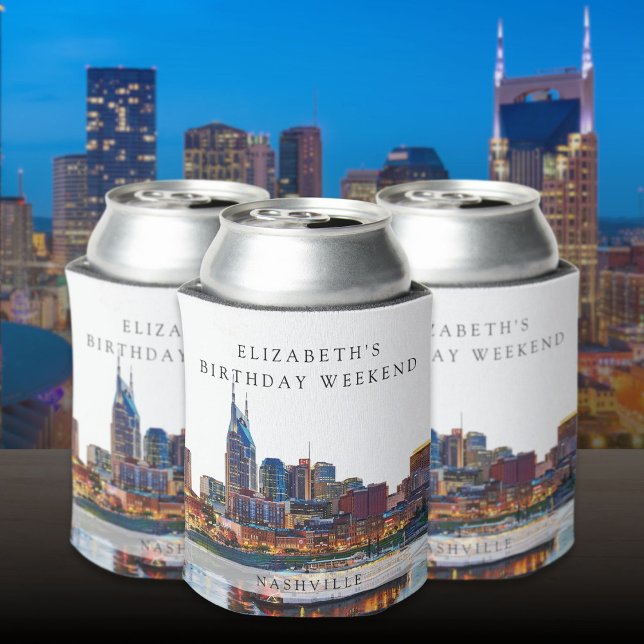 Nashville Skyline Watercolor Birthday Weekend Dosenkühler (Nashville Skyline Watercolor Birthday Weekend Can Cooler)