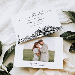 Nashville Skyline Wedding Save the Date Card Einladung