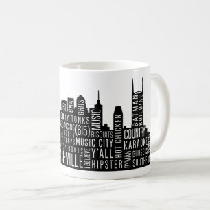 Nashville Skyline Worte Kaffeetasse