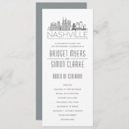 Nashville Stylized Skyline | Hochzeitsprogramm Einladung