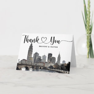 Nashville Tennessee Aquarell-Skyline-Hochzeit Dankeskarte