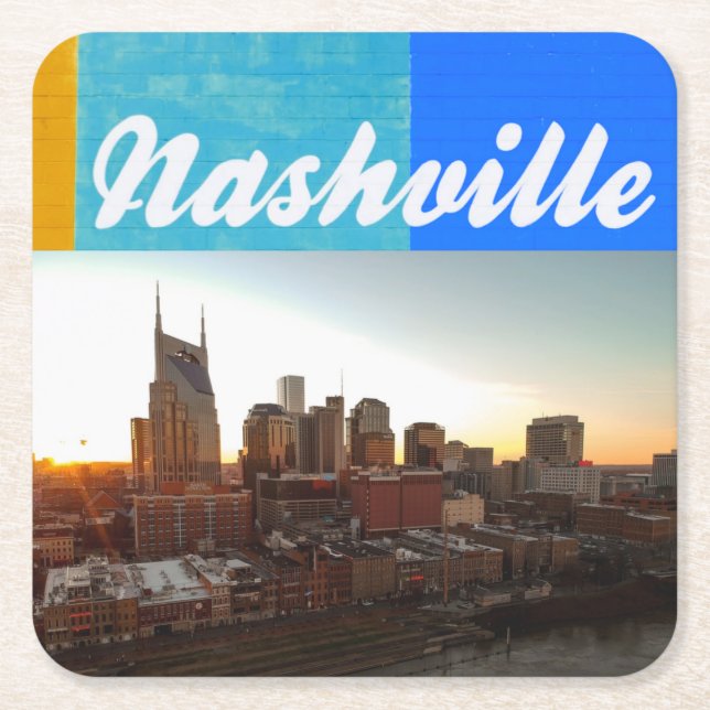 Nashville Tennessee City Scape Beautiful Rechteckiger Pappuntersetzer (Vorderseite)