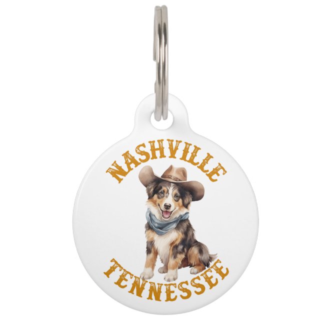 Nashville Tennessee Cowboy Australian Shepherd Haustiermarke (Vorderseite)