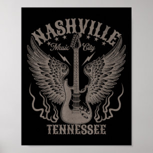 Nashville Tennessee Gitarre Country Music City Wom Poster