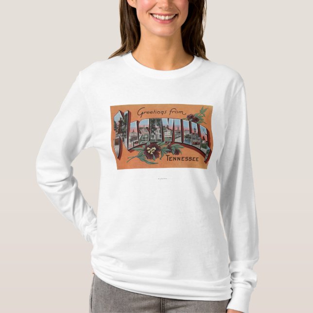 Nashville, Tennessee - große Buchstabe-Szenen T-Shirt (Vorderseite)