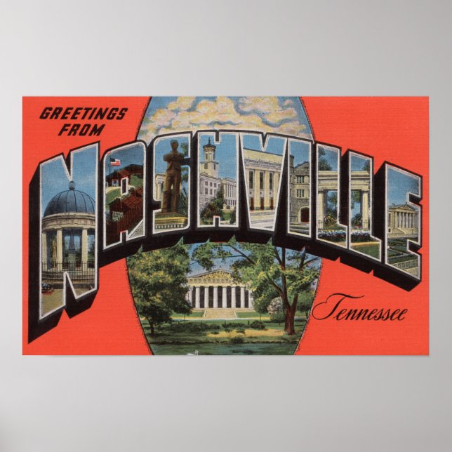 Nashville, Tennessee - Große Buchstabenszenen 2 Poster (Vorne)