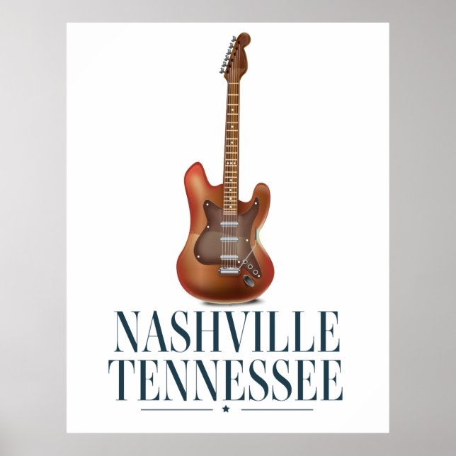 Nashville Tennessee Guitar Reiseposter Poster (Vorne)