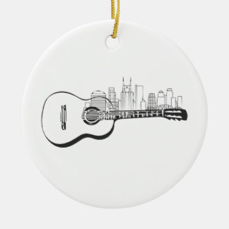 Nashville Tennessee Guitar Skyline Design Keramik Ornament