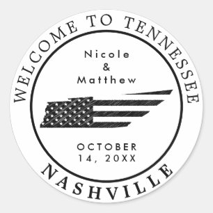 Nashville Tennessee Karte Minimalistische Hochzeit Runder Aufkleber