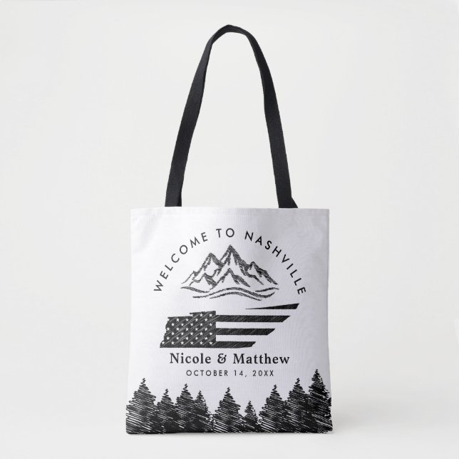 Nashville Tennessee Map Mountain Wedding Willkomme Tasche (Vorderseite)